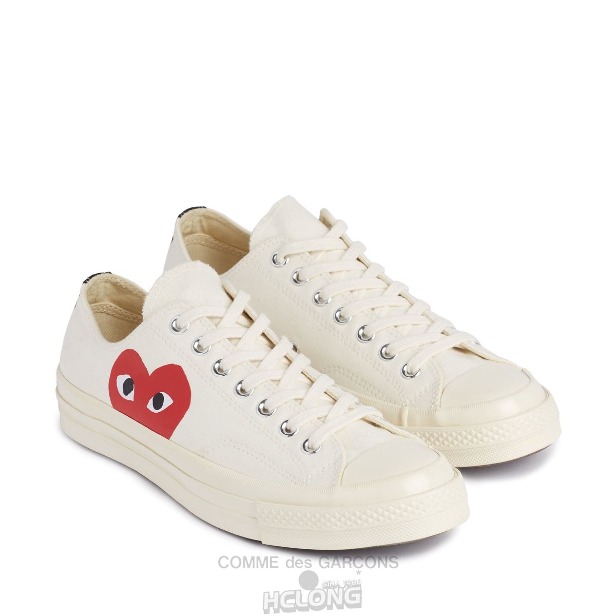 Comme Des Garcons Play Converse Red Heart Chuck Taylor All Star '70 Low Sneakers Low Top Unisex Hvide | 85609-TJXG