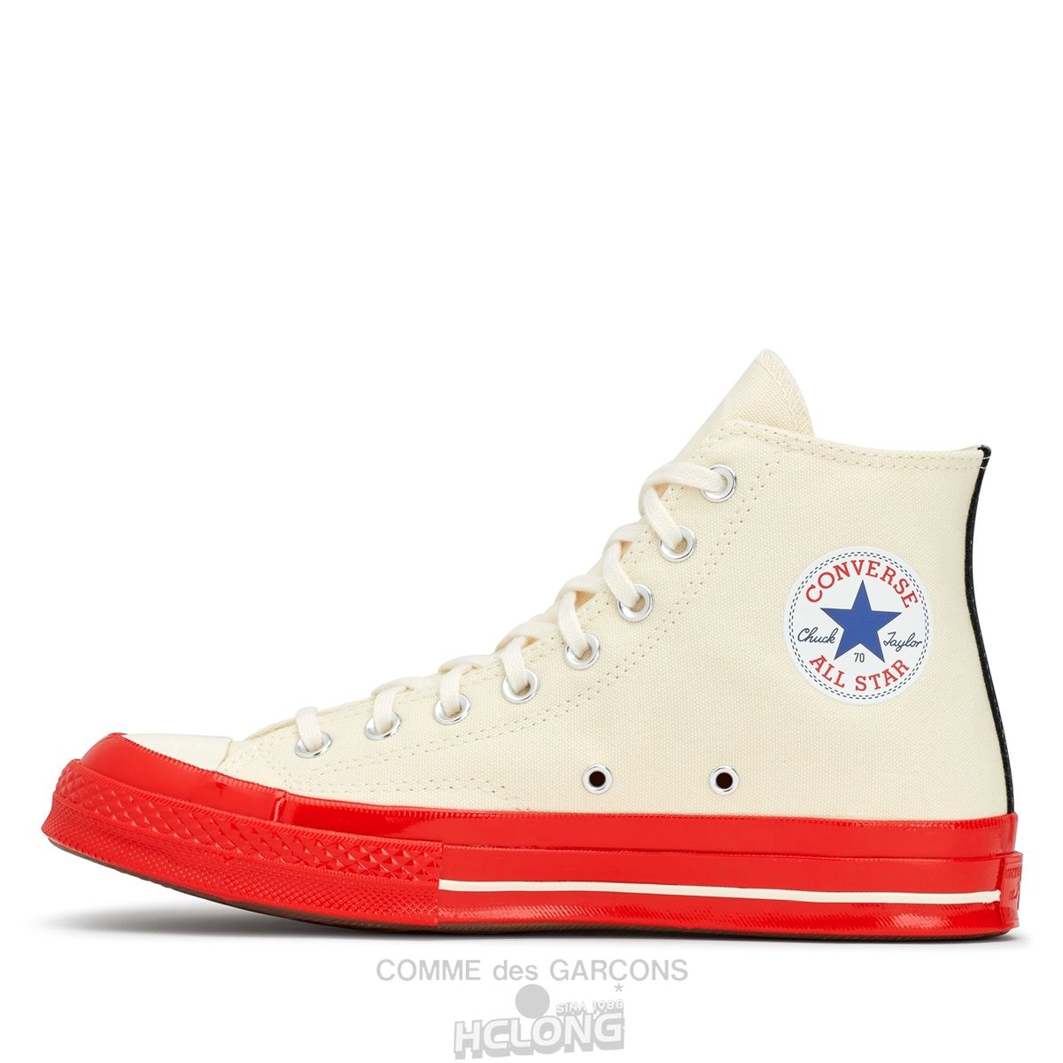 Comme Des Garcons Play Converse Red Heart & Red Sole Chuck 70 High Top Sneakers High Top Unisex Hvide | 93702-WJLO