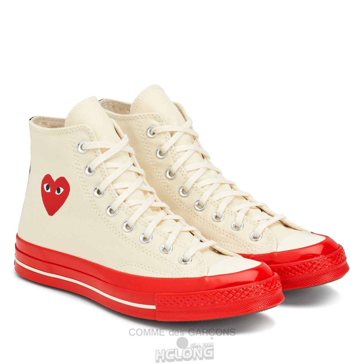 Comme Des Garcons Play Converse Red Heart & Red Sole Chuck 70 High Top Sneakers High Top Unisex Hvide | 93702-WJLO