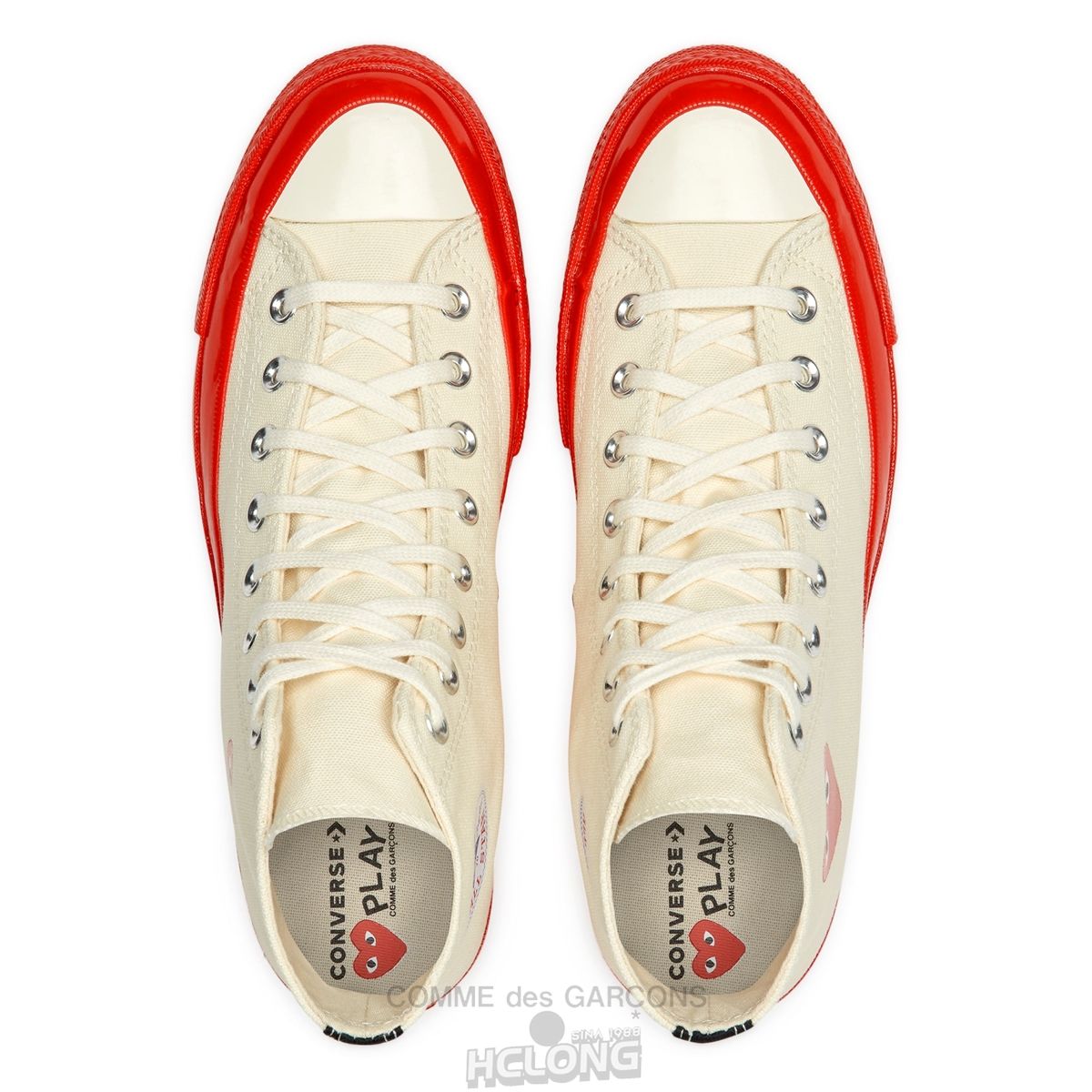 Comme Des Garcons Play Converse Red Heart & Red Sole Chuck 70 High Top Sneakers High Top Unisex Hvide | 93702-WJLO