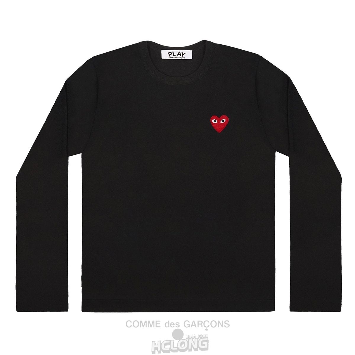 Comme Des Garcons Play L/S Basic T-Shirt Red Emblem Long Sleeve Unisex Sort | 01352-PVYH