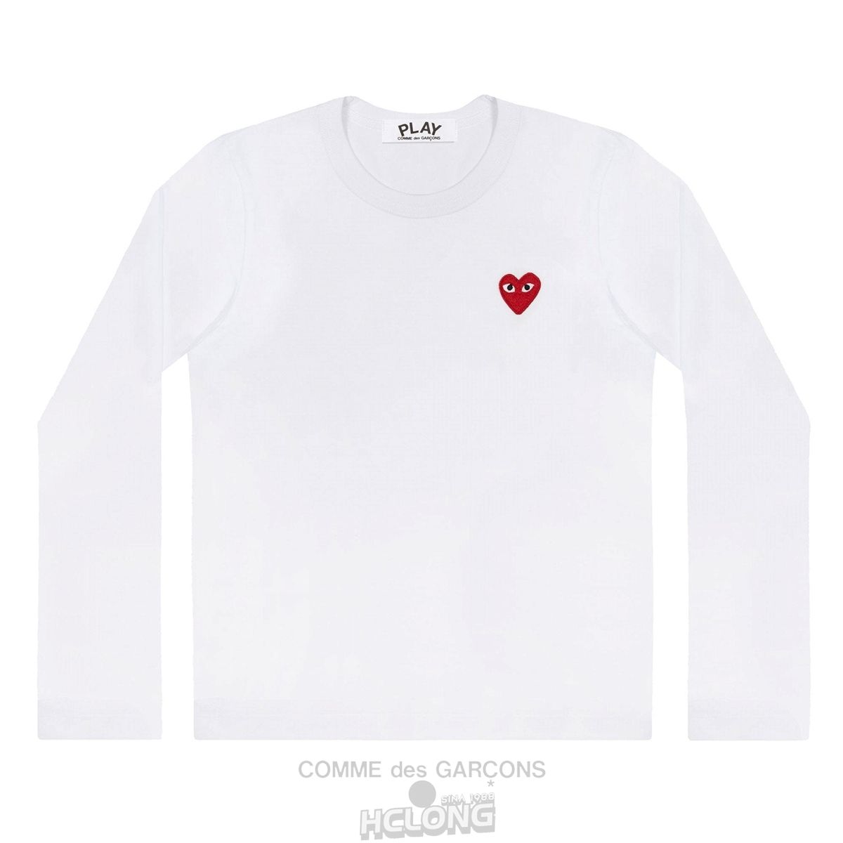 Comme Des Garcons Play L/S Basic T-Shirt Red Emblem Long Sleeve Unisex Hvide | 91542-ETLV