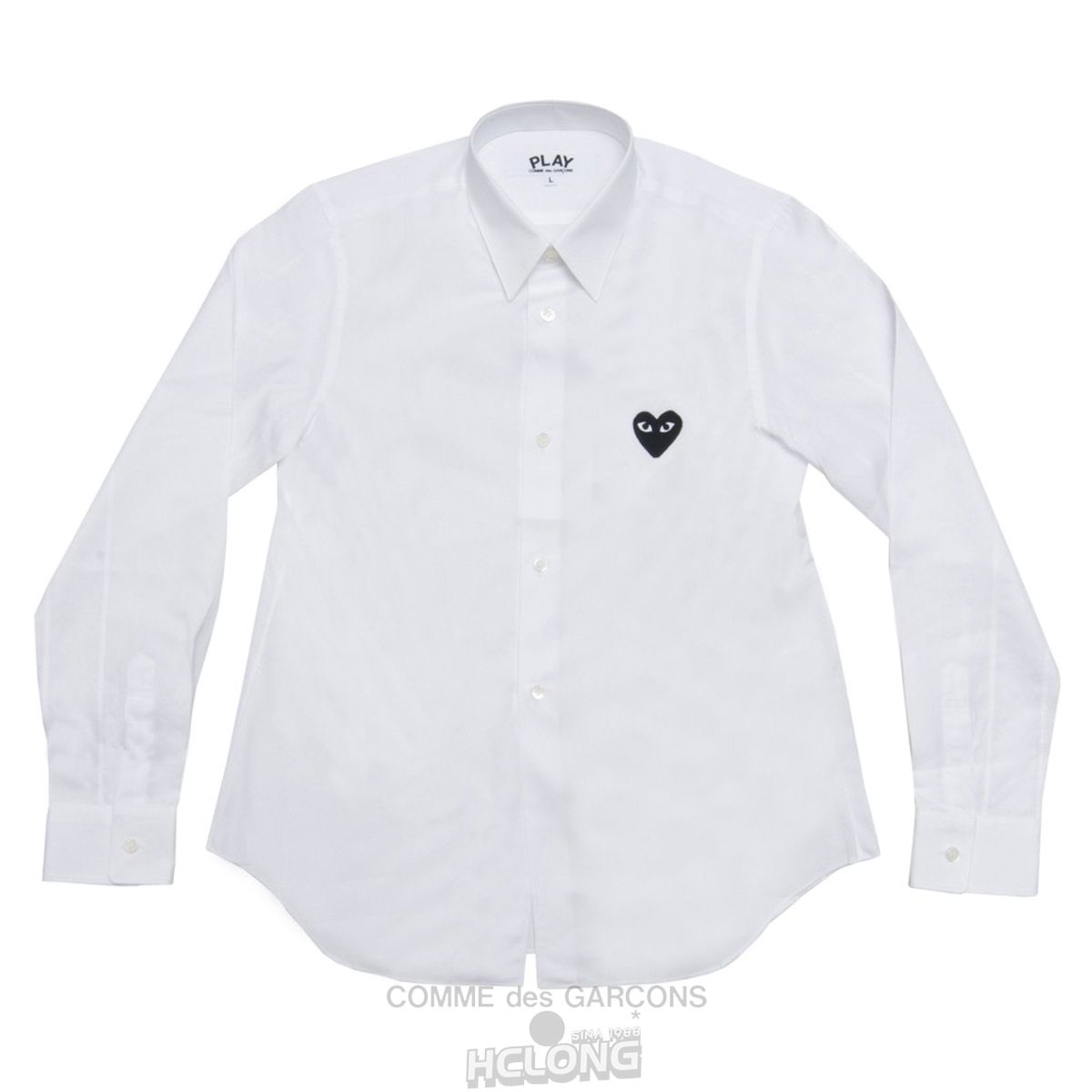 Comme Des Garcons Play Shirt Black Emblem Shirt Unisex Hvide | 20165-JLGH